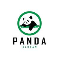 Cute and simple lazy black and white panda animal silhouette design template brand panda bear logo vector