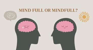 mind full or mindful concept, mental therapy vector