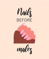 nails before and after males funny lettering vector