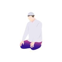 muslim person praying islamic prayer vector