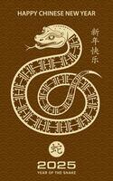 Happy Chinese new year 2025 Zodiac sign, year of the Snake vector