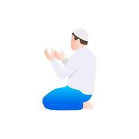 muslim person praying islamic prayer vector