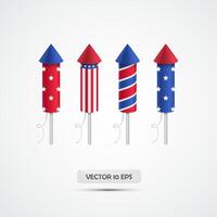 fuegos artificiales Estados Unidos bandera conjunto vector