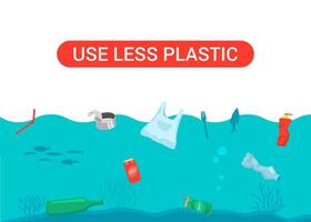 plastic pollution in the ocean vector