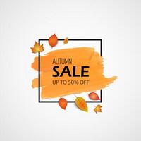 autumn sale banner with watercolor leaves vector