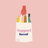 support local tote bag vector