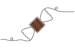 A drawing of a chocolate day bar with the word chocolate Single line art. vector