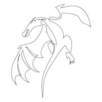 Continuous one line drawing dragon vector