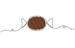 A drawing of a chocolate day bar with the word chocolate Single line art. vector