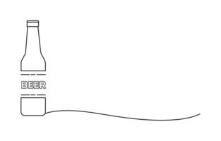 International Beer Day glass and bottle continuous one line drawing vector