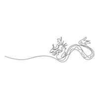 Continuous one line drawing dragon vector