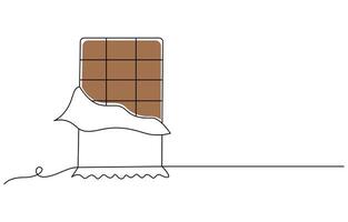 A drawing of a chocolate day bar with the word chocolate Single line art vector