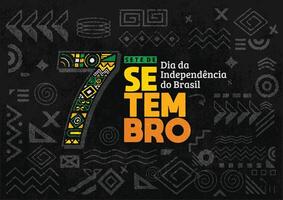 Independence Day of Brazil poster background flyer and social media post with handdrawn geometric shape grunge texture. vector