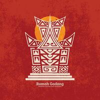 Rumah gadang icon illustration design Hand Drawn vintage grunge geometric. vector