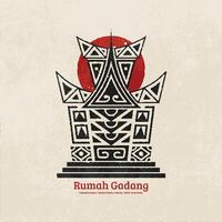 Rumah gadang icon illustration design Hand Drawn vintage grunge geometric. vector