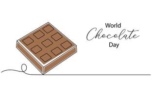 A drawing of a chocolate day bar with the word chocolate Single line art vector