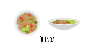 quinoa plate top and front view vector