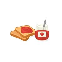 a jar of jam and toast with jam on it vector