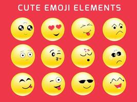 Cute Emoji Elements vector