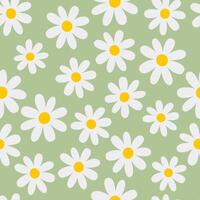 daisy fabric seamless wallpaper pastel green vector