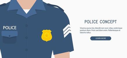 policía uniforme concepto bandera de cerca vector