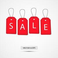 red sale tags with the word sale on them vector
