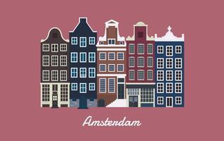 Amsterdam paisaje urbano con bicicleta y edificios vector