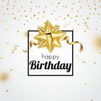 happy birthday card with gold star and confetti vector