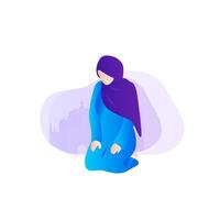 muslim person praying islamic prayer vector