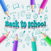 back to school background with pencils vector