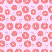 Pink donuts seamless pattern, texture for bedding, fabric, wallpaper, wrapping paper, textile. vector