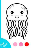 coloring book for kids. Color cartoon the jellyfish. Activity for preschool and school children. Education worksheet Printable A4 size vector