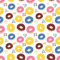 cute donut colorful seamless pattern background. Suitable for wallpaper background, gift wrapping paper, bedding, fabric, textile. vector