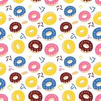 cute donut colorful seamless pattern background. Suitable for wallpaper background, gift wrapping paper, bedding, fabric, textile. vector