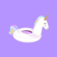 un unicornio flotante en un inflable piscina vector