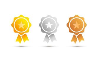 three gold, silver and bronze awards on a white background vector