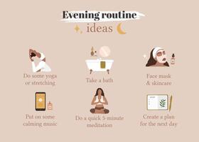 the evening routine ideas poster vector