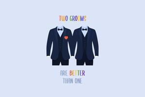 two grooms are better than one lgbt poster vector