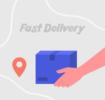 fast delivery, hand holding a box vector