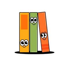 Back school retro cute characters. Set of three funny books with cute faces. Funky groovy mascots on a transparent background. Contemporary illustration. vector