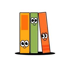 Back school retro cute characters. Set of three funny books with cute faces. Funky groovy mascots on a transparent background. Contemporary illustration. vector