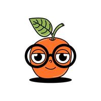 Back to school weird character. Funny apple with glasses with cute face. Groovy element on a transparent background. Contemporary illustration. vector