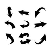 set of black arrows icon various direction on a white background vector