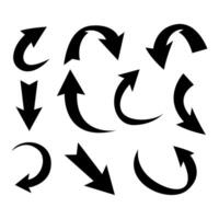 conjunto de negro flechas icono varios dirección en un blanco antecedentes vector