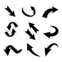 conjunto de negro flechas icono varios dirección en un blanco antecedentes vector