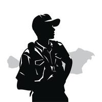 Silhouette of Young Male Traveler with Backpack vector