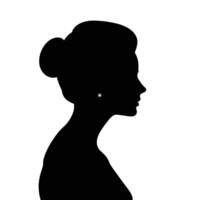 Detailed Female Profile Silhouette with Earring vector