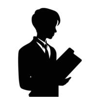 Silhouette of Young Professional with Clipboard vector