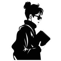 Stylish Woman with Book Silhouette vector