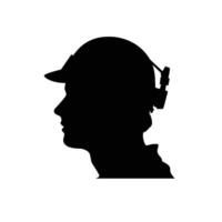 Worker Silhouette with Safety Helmet vector